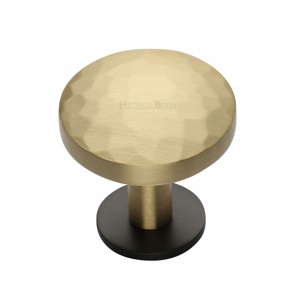 M Marcus Heritage Brass Hammered Design Round Cabinet Knob with Rose 32mm 